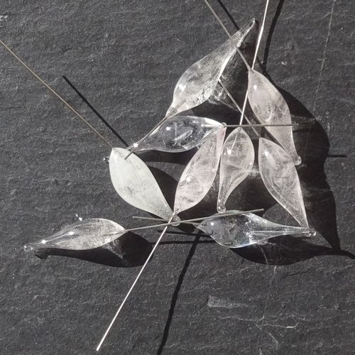 Lot de 9 headpins verre filé, lampwork, verre de murano, perl.5884