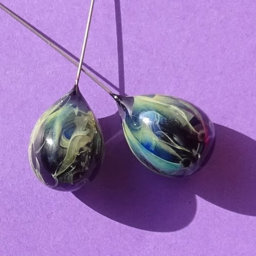 Headpins verre filé, lampwork, verre de murano, perl.5903