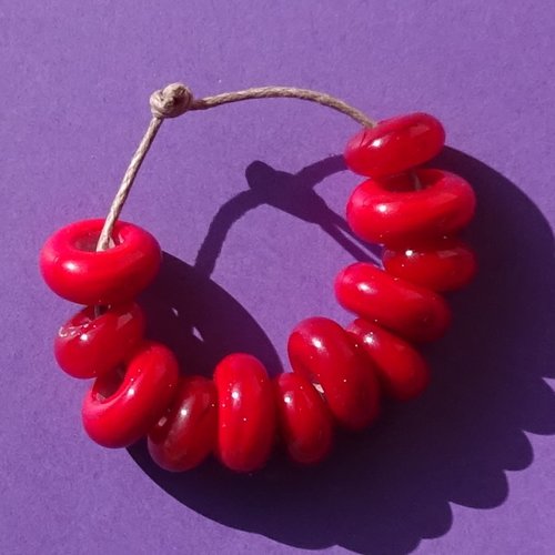 Lot de 12 perles intercalaires au chalumeau, lampwork, verre filé, murano perl.5905