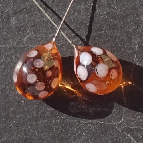 Headpins verre filé, lampwork, verre de murano, perl.5917