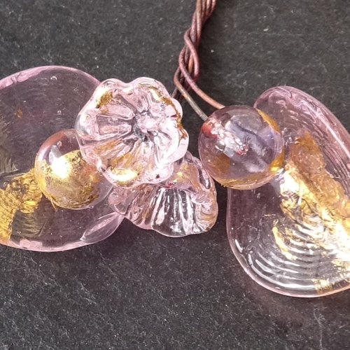 Headpins en verre filé, lampwork, verre de murano, perl.5933