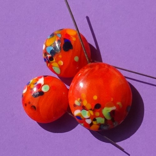 Lot de 3 headpins verre filé, lampwork, verre de murano, perl.5939
