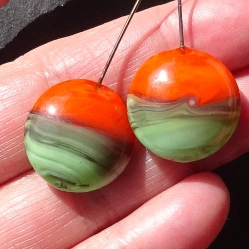 Duo de headpins en verre filé, lampwork,perl.5945