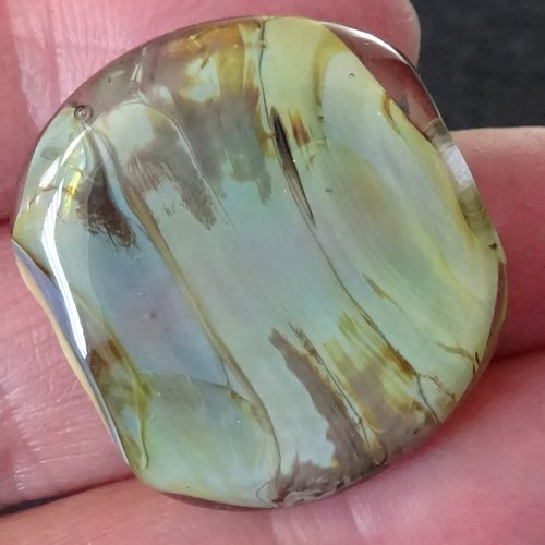 Perle plate, verre de murano, lampwork, verre filé,  perl.4795