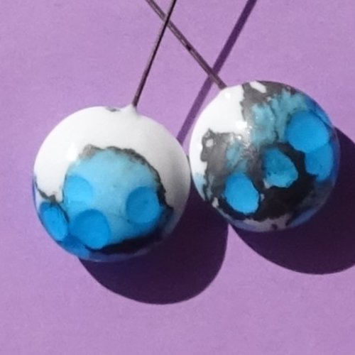 Duo de headpins en verre filé, lampwork,perl.5959
