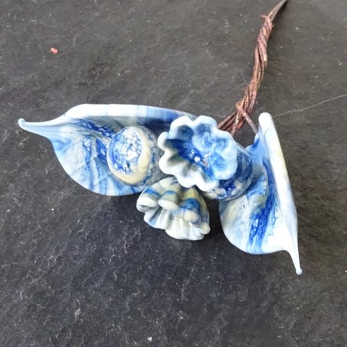 Headpins en verre filé, lampwork, verre de murano, perl.5965