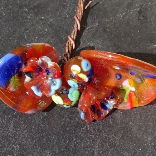 Headpins en verre filé, lampwork, verre de murano, perl.5967