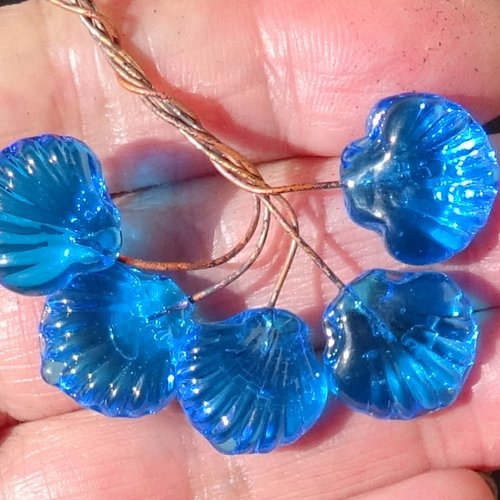 Lot de 5 headpins verre filé, lampwork, verre de murano, perl.5972