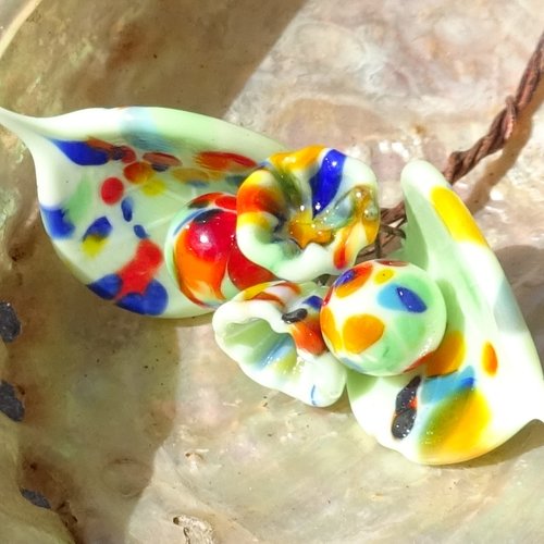 Headpins en verre filé, lampwork, verre de murano, perl.5976