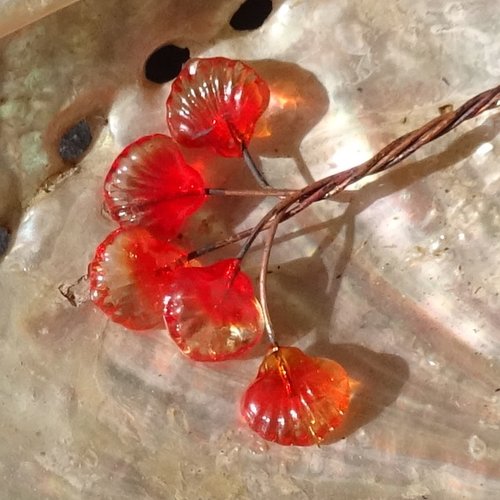 Lot de 5 headpins verre filé, lampwork, verre de murano, perl.5978