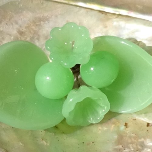 Lot de 6 headpins en verre filé, lampwork, verre de murano, perl.5984