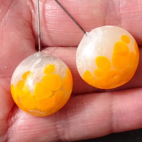 Duo de headpins en verre filé, lampwork,perl.5994