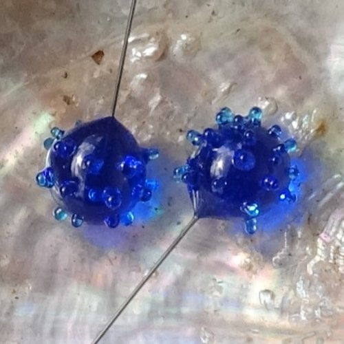 Duo de headpins en verre filé, lampwork,perl.6000