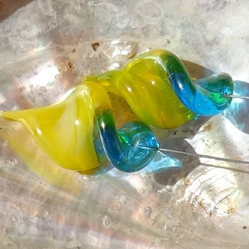 Duo de headpins en verre filé, lampwork,perl.6004