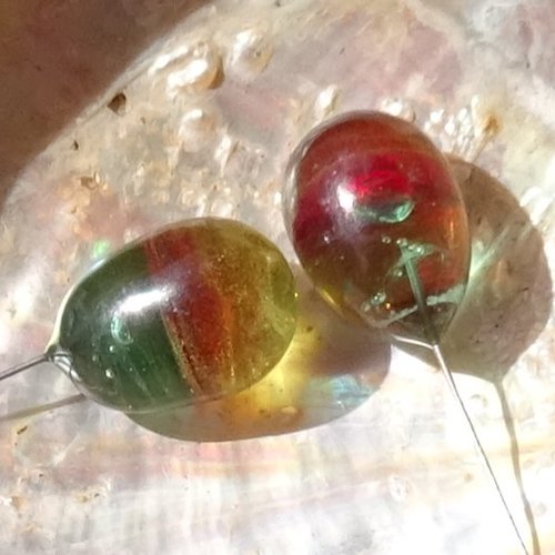 Duo de headpins en verre filé, lampwork,perl.6005