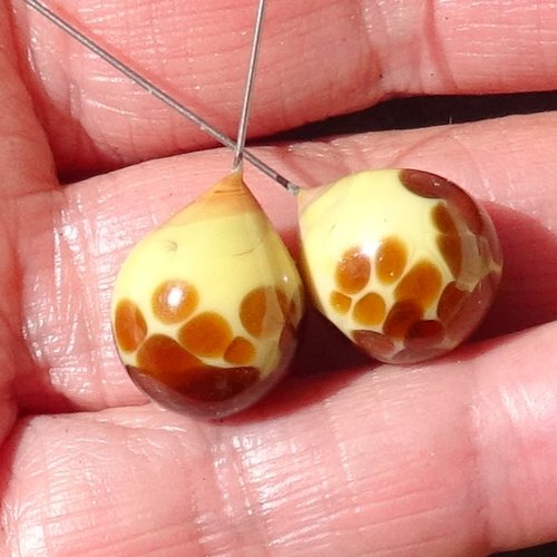 Duo de headpins en verre filé, lampwork,perl.6010
