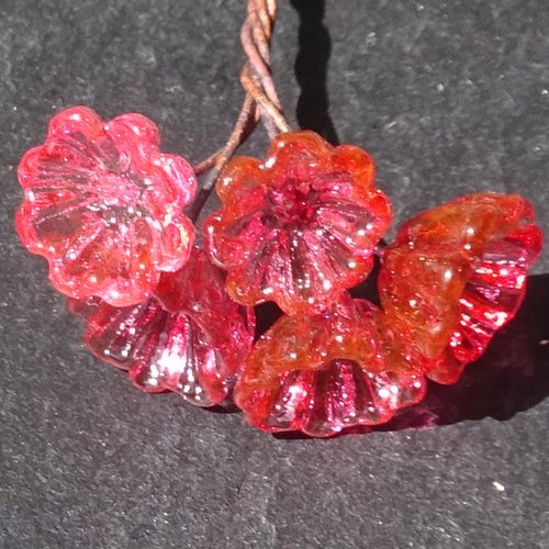 5 headpins en verre filé, lampwork, verre de murano, perl.6032