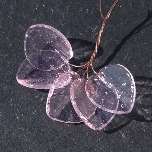 Lot de 5 headpins en verre filé, lampwork, verre de murano, perl.6669