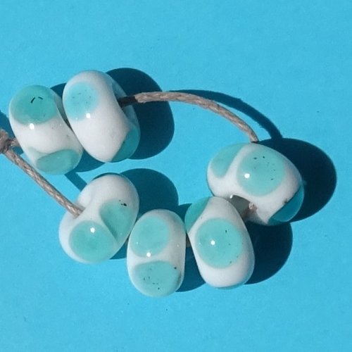 Lot de 6 perles intercalaires au chalumeau, lampwork, verre filé, murano perl.6041