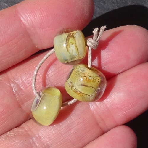 Lot de 3 perles au chalumeau, lampwork, verre filé, murano perl.6053