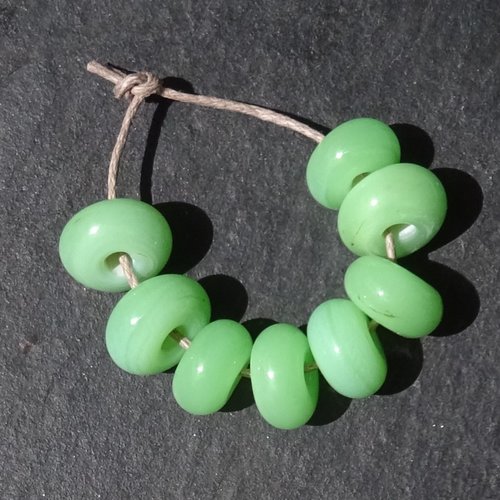 Lot de 8 perles intercalaires au chalumeau, lampwork, verre filé, murano perl.6054