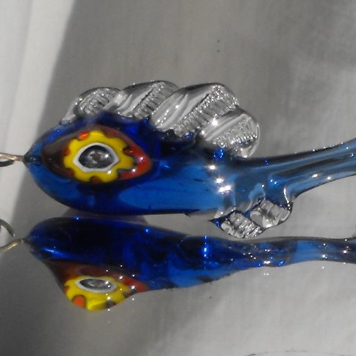 Poisson en verre de murano, verre filé, lampwork, perl.0403
