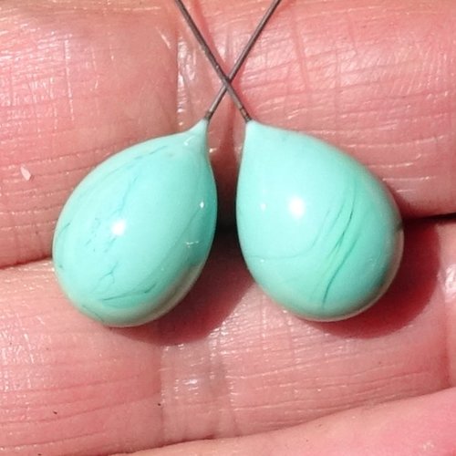 Duo de headpins en verre filé, lampwork,perl.6085