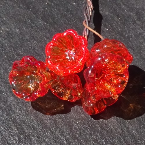 6 headpins en verre filé, lampwork, verre de murano, perl.6089