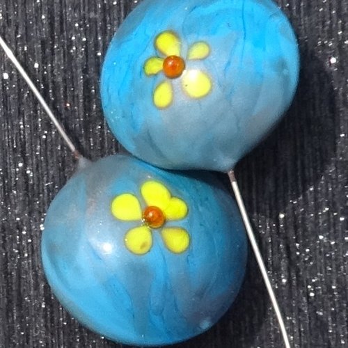 Headpins en verre filé, lampwork, verre de murano, perl.4910