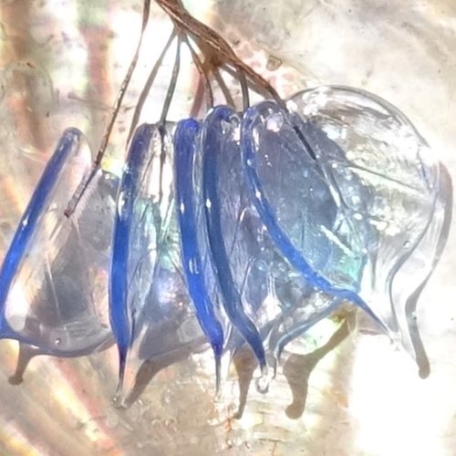 Lot de 5 headpins en verre filé, lampwork, verre de murano, perl.6111
