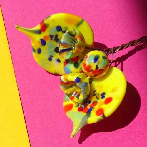 Lot de 6 headpins en verre filé, lampwork, verre de murano, perl.6132