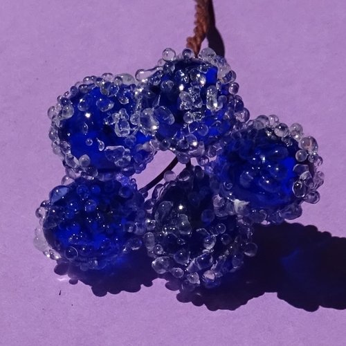 Lot de 5 headpins en verre filé, lampwork,perl.6140