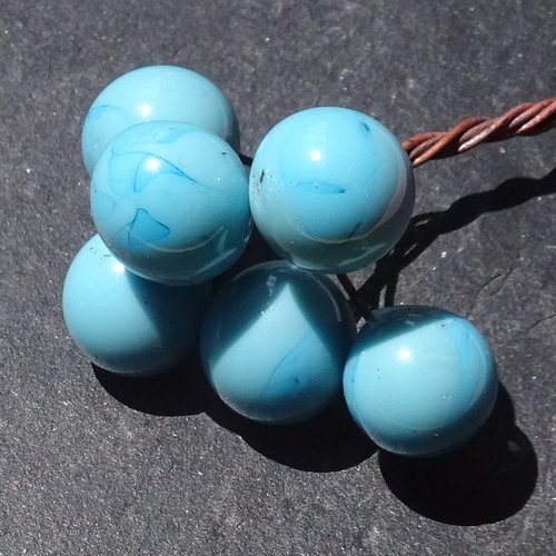 Lot de 6 headpins en verre filé, lampwork,perl.6161