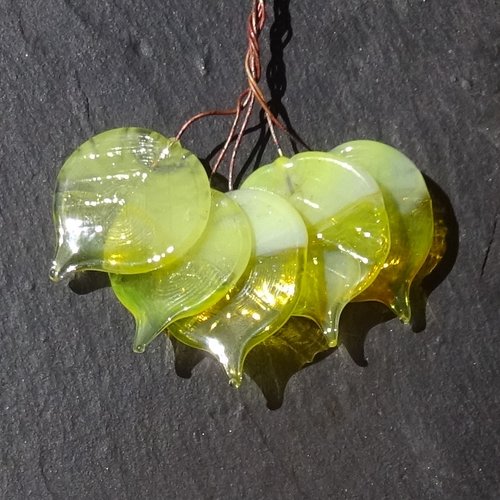 Lot de 5 headpins en verre filé, lampwork, verre de murano, perl.6181