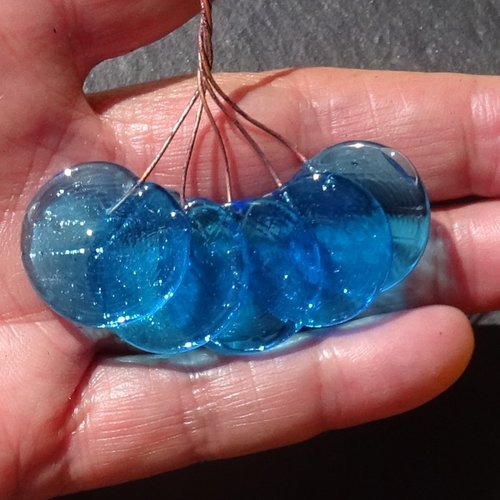Lot de 5 headpins en verre filé, lampwork, verre de murano, perl.6187