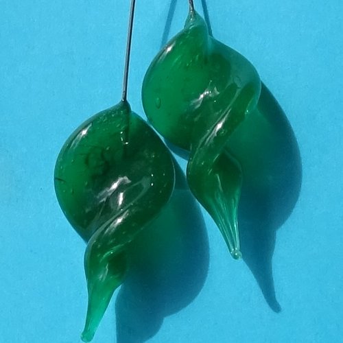 Duo de headpins en verre filé, lampwork,perl.5425