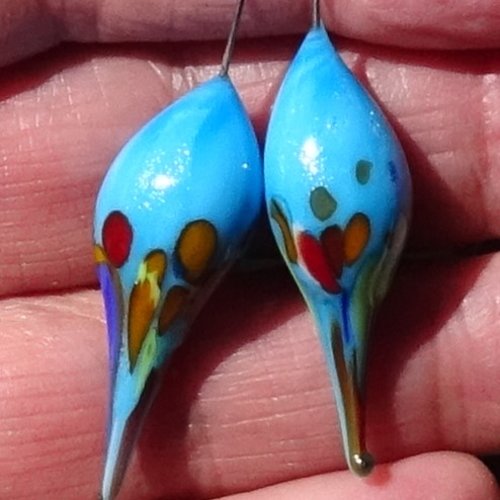 Headpins verre filé, lampwork, verre de murano, perl.5432