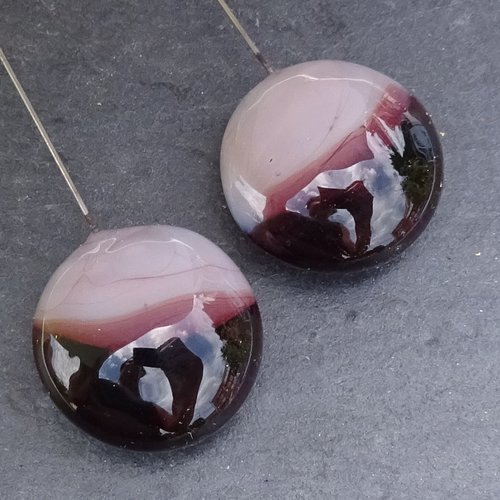 Headpins verre filé, lampwork, verre de murano, perl.4374