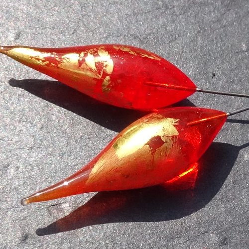 Headpins verre filé, lampwork, verre de murano, perl.4370