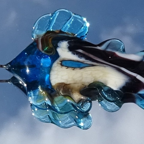 Headpin poisson, verre filé, lampwork, verre de murano, perl.4389