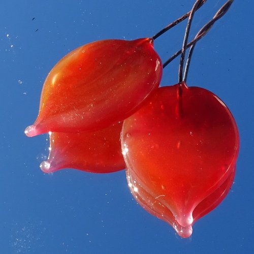 Lot de 2 headpins verre filé, lampwork, verre de murano, perl.4008