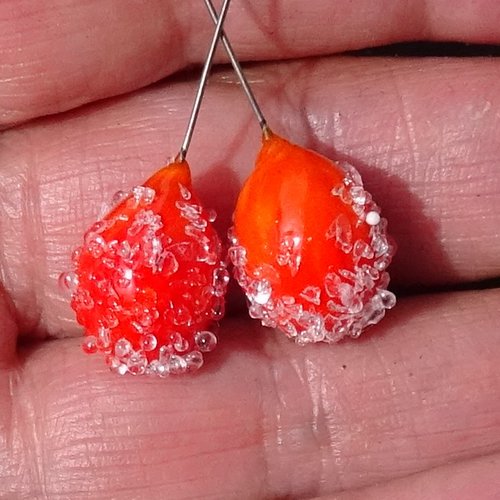 Duo de headpins en verre filé, lampwork,perl.6191