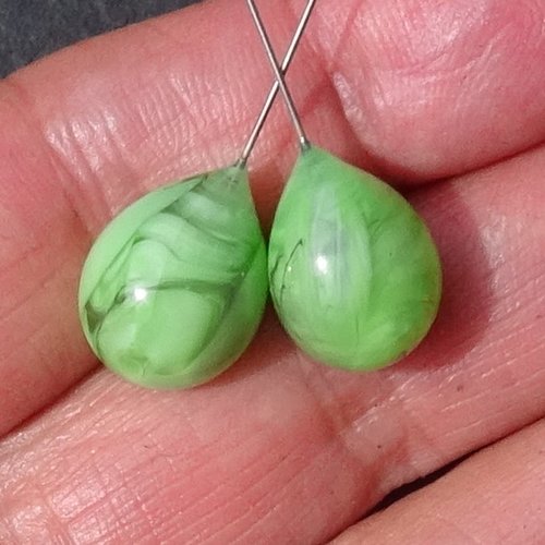 Duo de headpins en verre filé, lampwork, perl.6195