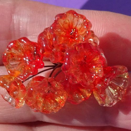 Lot de 10 headpins en verre filé, lampwork, verre de murano, perl.6674