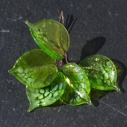 Lot de 5 headpins en verre filé, lampwork, verre de murano, perl.6676