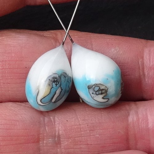 Duo de headpins en verre filé, lampwork,perl.6200