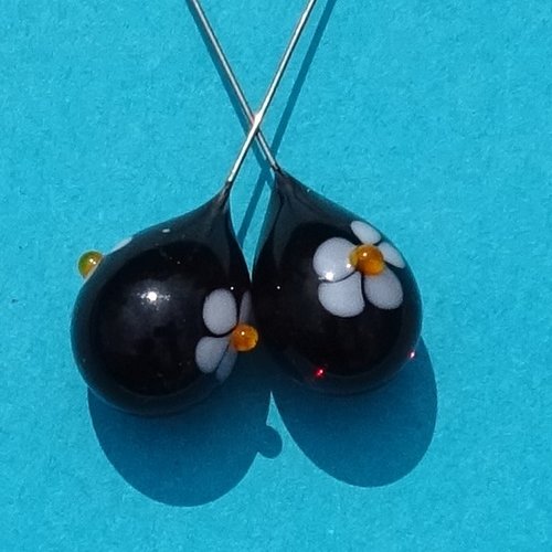Headpins verre filé, lampwork, verre de murano, perl.4310