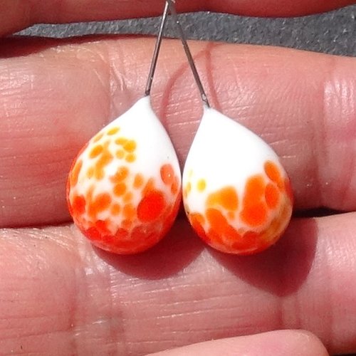 Duo de headpins en verre filé, lampwork, perl.6212