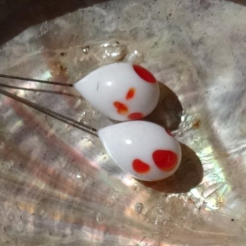 Duo de headpins en verre filé, lampwork, perl.6215