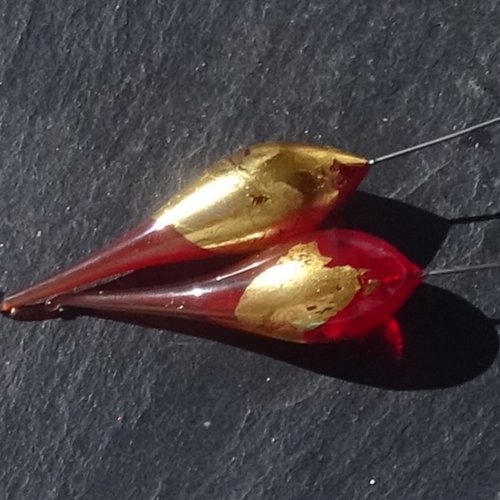 Duo de headpins en verre filé, lampwork, perl.6245